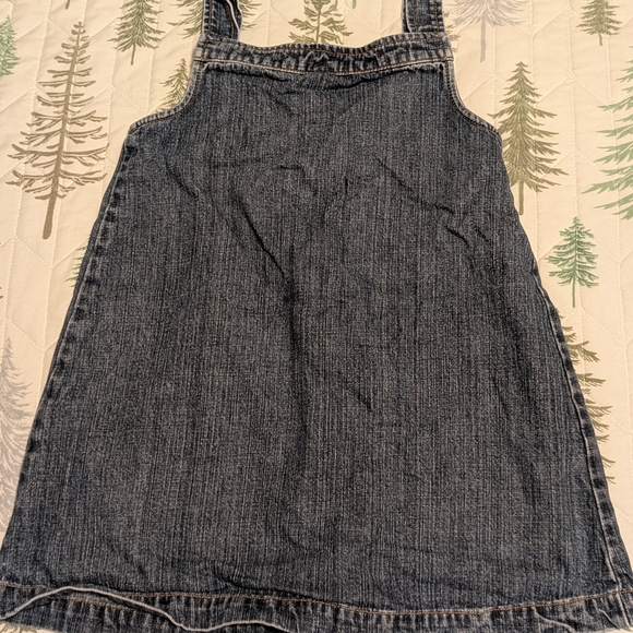 Denim Button-Front Kids Jumper Dress with Colorful Buttons - Picture 2 of 4
